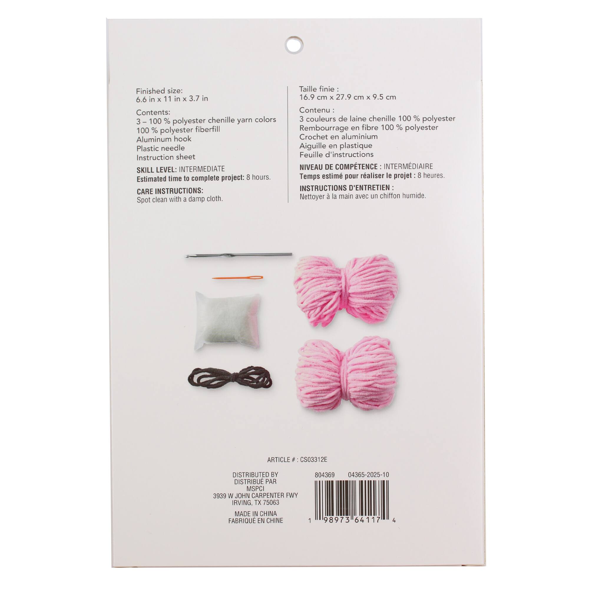 Pink Hippo Intermediate Cuddle Craft Crochet Kit by Loops & Threads®